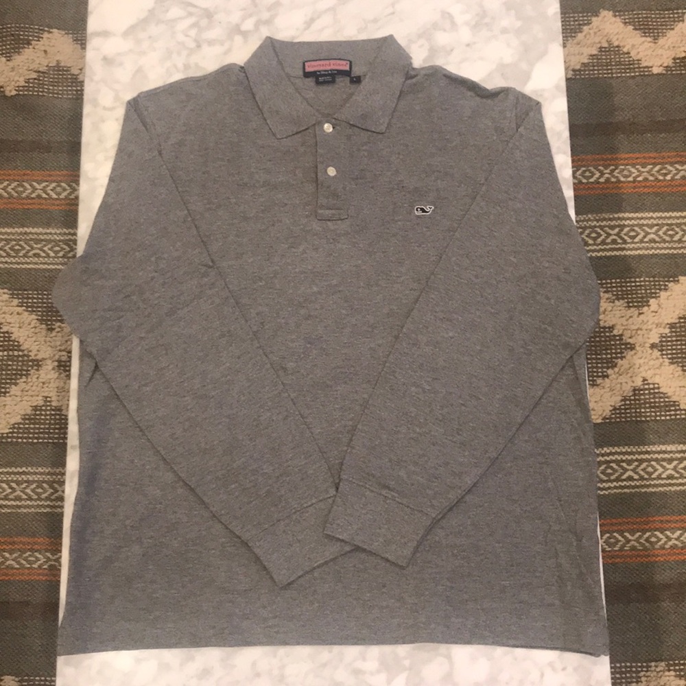 Vineyard Vines Long-Sleeve Polo Shirt, Grey